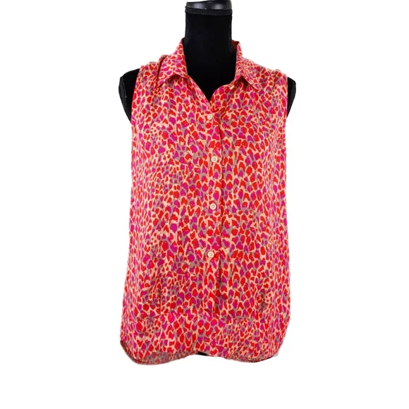 CAbi Wmns S Sleeveless Collared Button Down Red Purple 3270 Heartbreaker Blouse - Picture 5 of 9